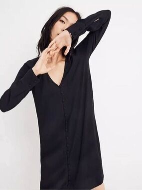 Madewell Novel Button Front Long Sleeve Mini Dress